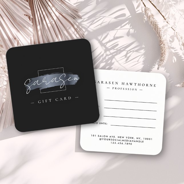 Cartes De Visite Chic Brush Stroke Elegant Black Cadeau Certificat (Créateur téléchargé)