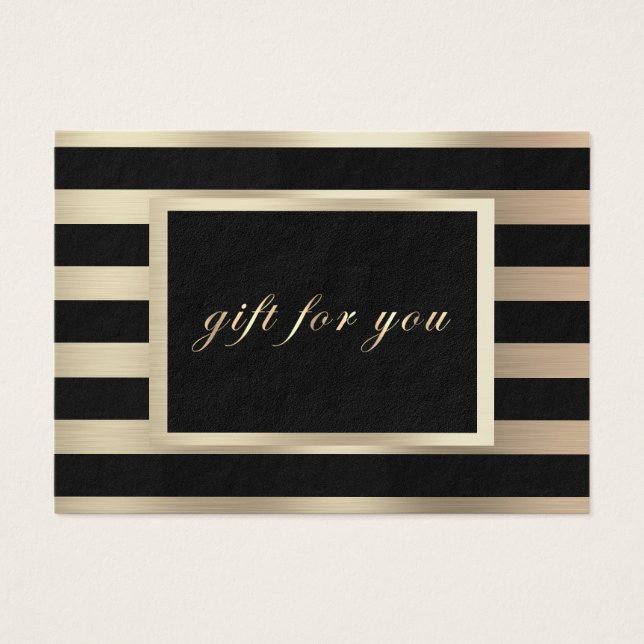 Cartes De Visite Chic Business Cadeau Certificat Or Noir  (Devant)