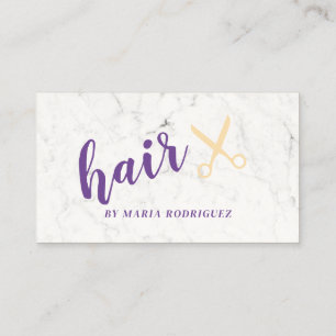Cartes de visite chic de coiffeur avec marbre blan
