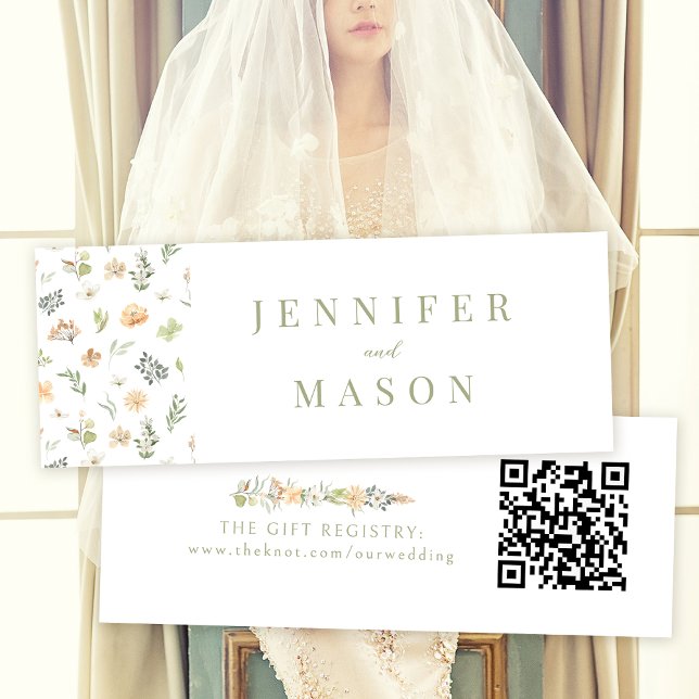 Cartes De Visite Chic floral rustique mariage QR registre insérer c (Créateur téléchargé)