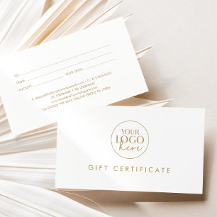 Cartes De Visite Chic Gold Typographie Logo Certificat cadeau