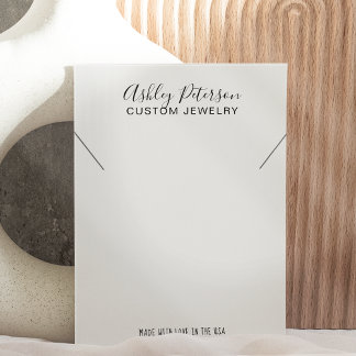 Cartes De Visite Chic noir et blanc logo bijoux collier affichage