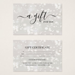 Cartes De Visite Chic Shiny Customized Gift Certificate Card