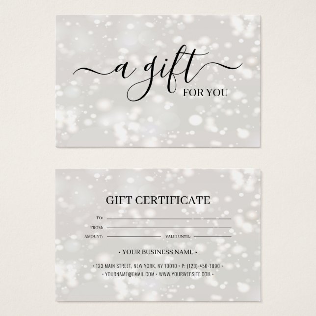 Cartes De Visite Chic Shiny Customized Gift Certificate Card (Devant & derrière)
