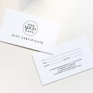 Cartes De Visite Chic Typographie Business Logo Certificat cadeau
