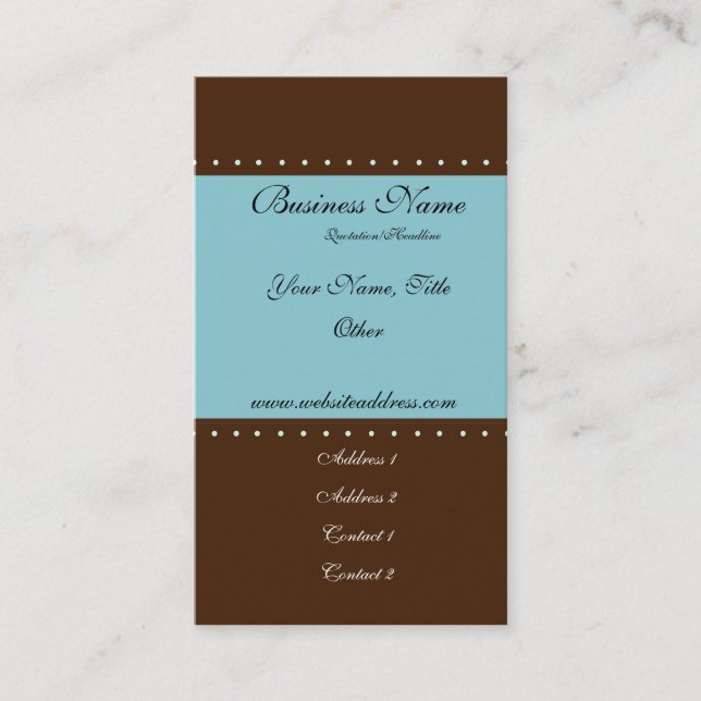 Cartes de visite chics Brown et de Teal D3 w/Dots (Devant)