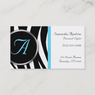 Cartes de visite chics de monogramme d'Aqua