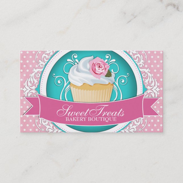 Cartes de visite chics et élégants de petit gâteau (Devant)
