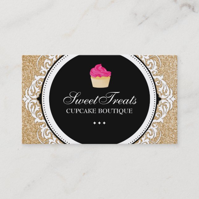 Cartes de visite chics et élégants de petit gâteau (Devant)