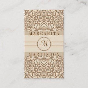 cartes de visite chics floraux vintages bruns de