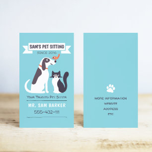 Cartes De Visite Chien, Chat et Oiseau Services pour animaux de com