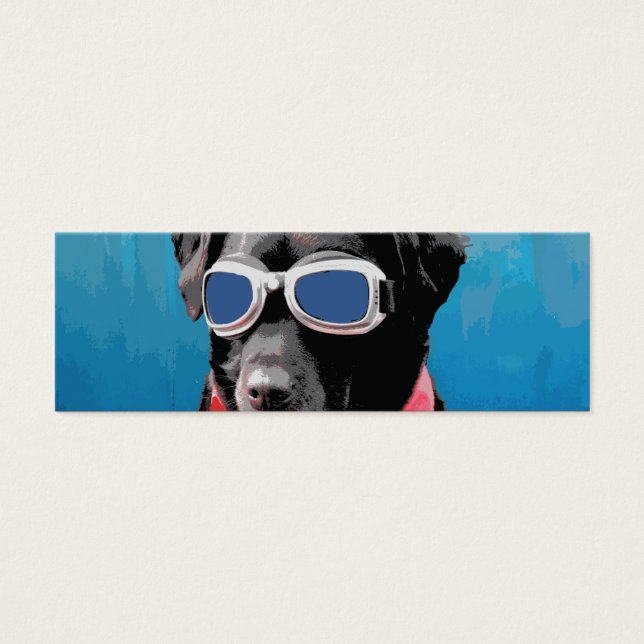 Cartes De Visite Chien cool Black Lab Bandana Bleu Goggets (Devant)