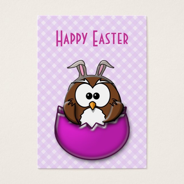Cartes De Visite Chouette de Pâques - rose (Devant)