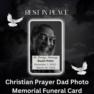 Cartes De Visite Christian Prayer Papa Photo Memorial Funeral Card