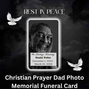 Cartes De Visite Christian Prayer Papa Photo Memorial Funeral Card