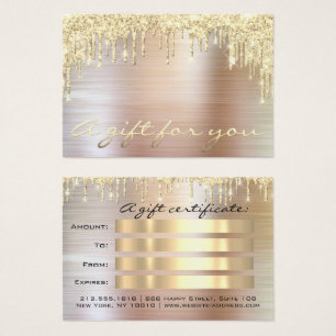 Cartes De Visite Christmas Beauté Salon Gold Certificat cadeau méta