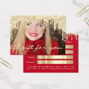 Cartes De Visite Christmas Beauty Salon Gold Certificat cadeau