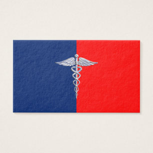 Cartes De Visite Chrome Comme Caduceus Médicale Symbole Ligue