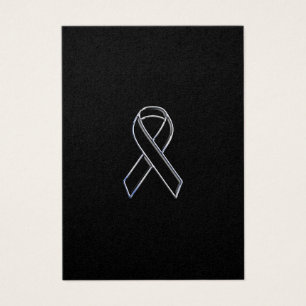 Cartes De Visite Chrome Style Black Ribbon Awareness