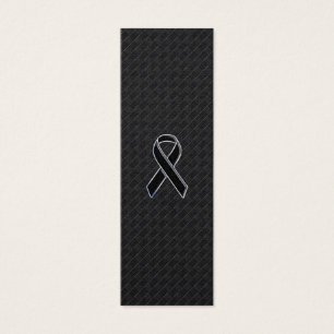 Cartes De Visite Chrome Style Black Ribbon Awareness