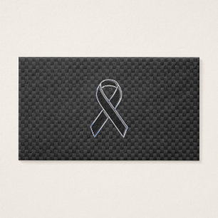 Cartes De Visite Chrome Style Black Ribbon Awareness Carbon Fiber