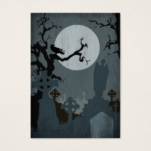 Cartes De Visite Cimetière et Pleine lune pour Halloween