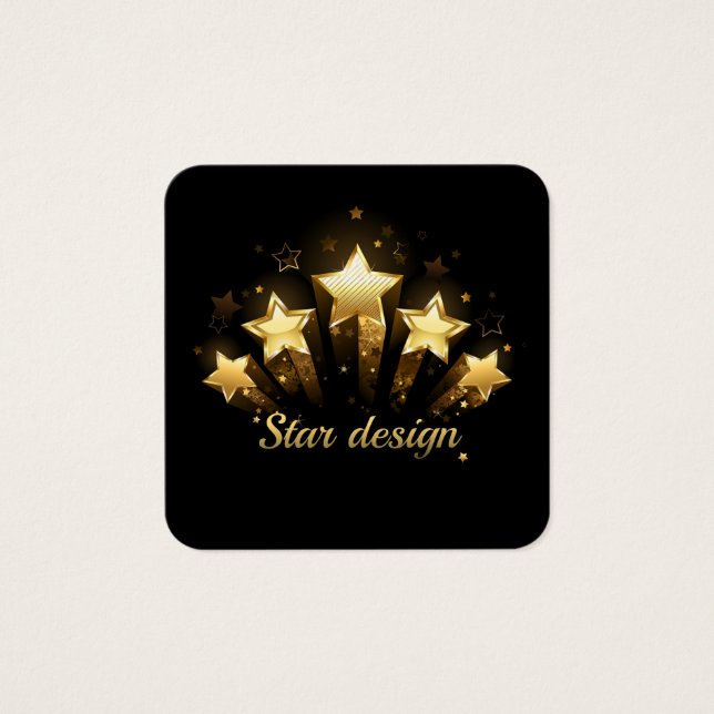 Cartes De Visite Cinq étoiles d'or en noir (Devant)