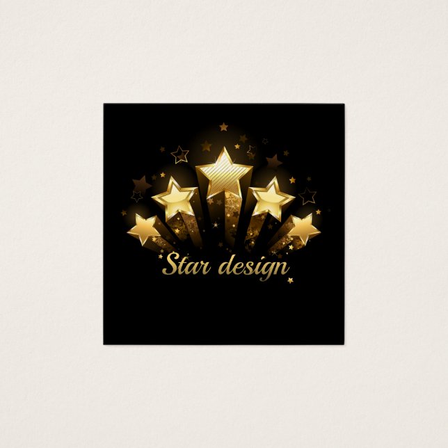 Cartes De Visite Cinq étoiles d'or en noir (Devant)