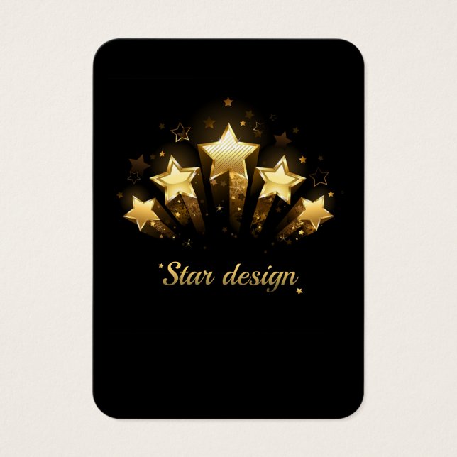 Cartes De Visite Cinq étoiles d'or en noir (Devant)