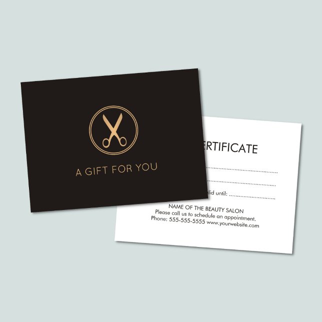 Cartes De Visite Ciseau Cercle Or minimal Élégant Faux foncé (Créateur téléchargé)