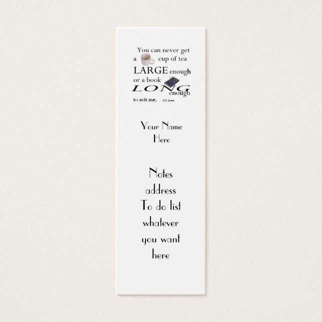 Cartes De Visite Citation de C.S.Lewis de Reader Signet à Customise (Devant)