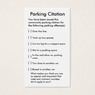Cartes De Visite Citation de stationnement