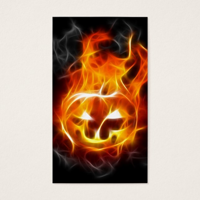 Cartes De Visite Citrouille d'Halloween en feu (Devant)