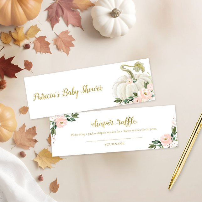 Cartes De Visite Citrouille rose Floral Chute Baby shower Déchets R (Créateur téléchargé)