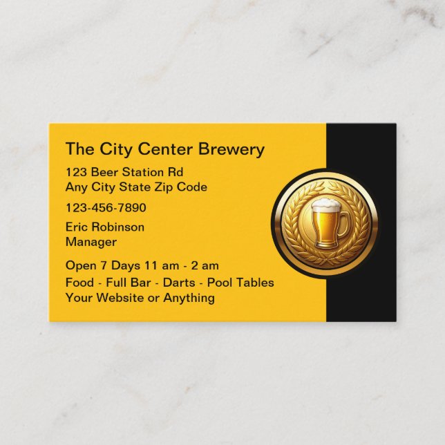 Cartes de visite classe pour brasserie de bière (Devant)