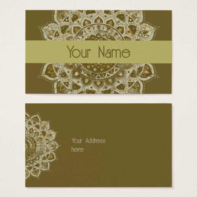 Cartes De Visite Classique Mandala Inde Style 4 (Devant & derrière)