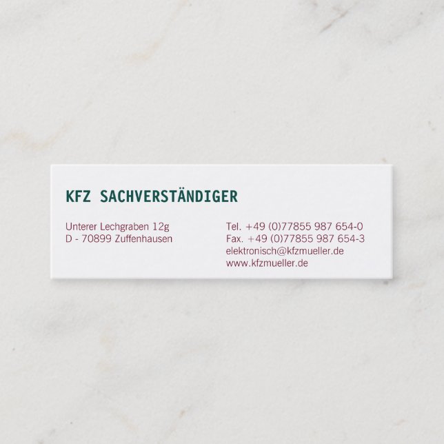 Cartes de visite Classiques (Devant)