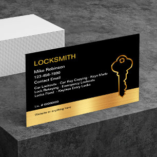Cartes de visite Classy Locksmith Gold House Key