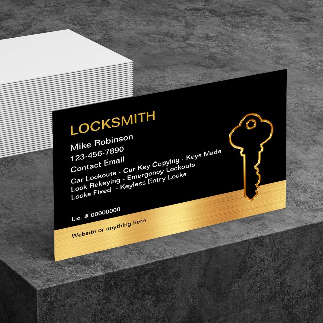 Cartes de visite Classy Locksmith Gold House Key (Créateur téléchargé)
