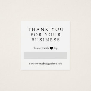 Cartes De Visite Cleaned With Love Grey Heart Thank You Business