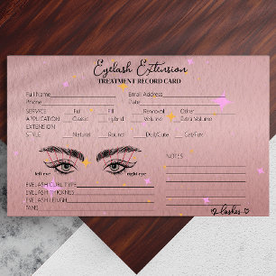 Cartes De Visite Client Gold Rose Lash Script Calligraphie