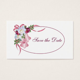 Cartes De Visite Cloches Mariages roses - Enregistrer la date