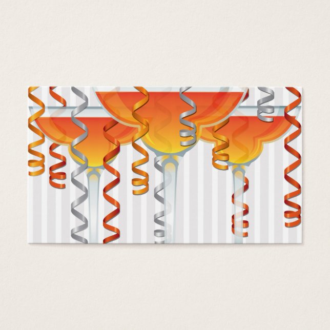 Cartes De Visite Cocktail orange et ruban (Devant)