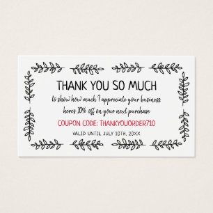 Cartes De Visite Code Coupon de verdure à main Petite entreprise