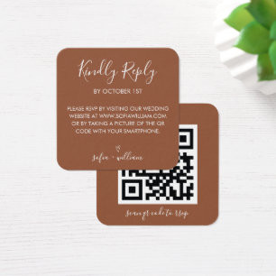 Cartes De Visite Code QR de réponse au mariage en terre cuite Boho