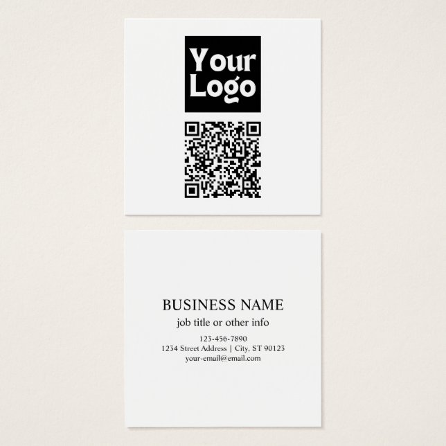 Cartes De Visite Code QR éditable & Votre logo ou image d'entrepris (Devant & derrière)