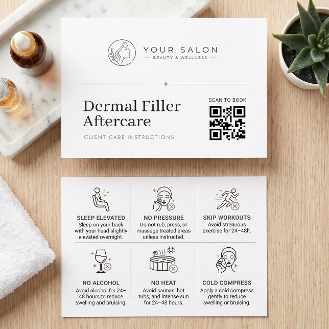 Cartes De Visite Code QR Logo de Soins Après-Remplissage Minimalist (Créateur téléchargé)
