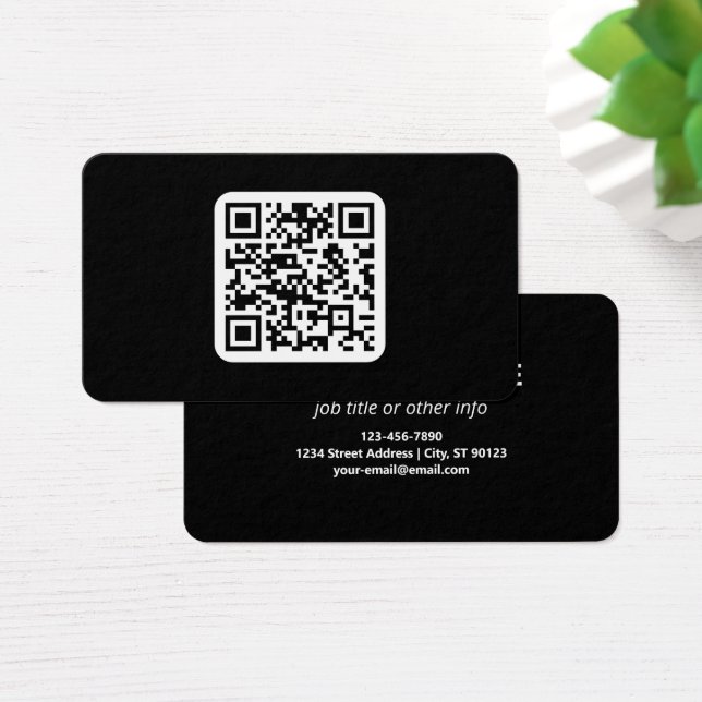 Cartes De Visite Code QR moderne éditable | Noir Blanc ou toute cou (Bureau)