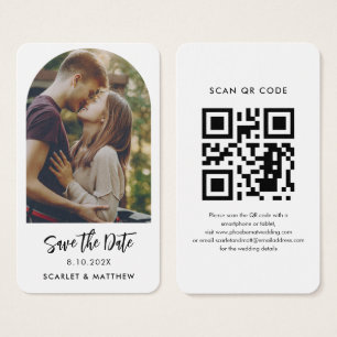 Cartes De Visite Code QR moderne Photo Mariage Website Enregistrer 