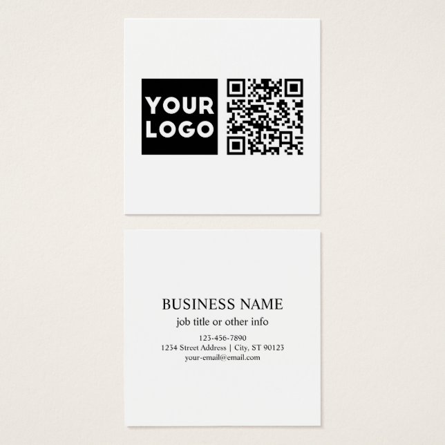 Cartes De Visite Code QR modifiable & Votre logo ou image d'entrepr (Devant & derrière)